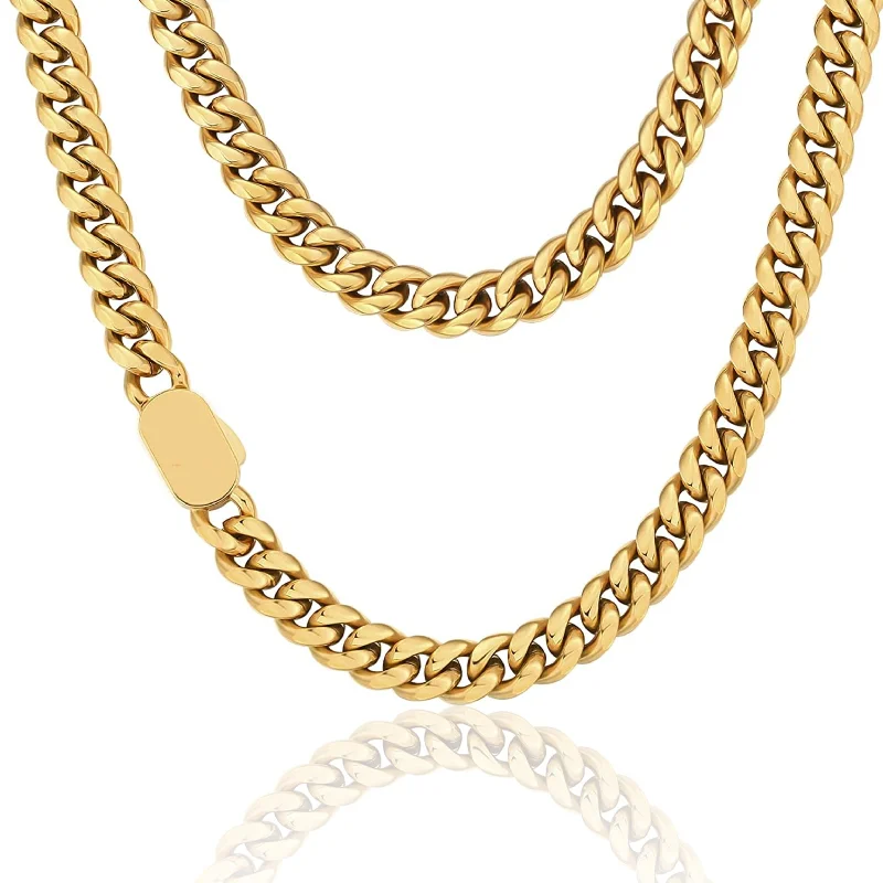 anniversary gift necklaces for women -The Golden Age Ⅱ® - Cuban Link Chain 18K Gold (Push Button Clasp)