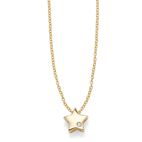 unique necklaces for women -14k Gold .005ct Diamond Star Necklace