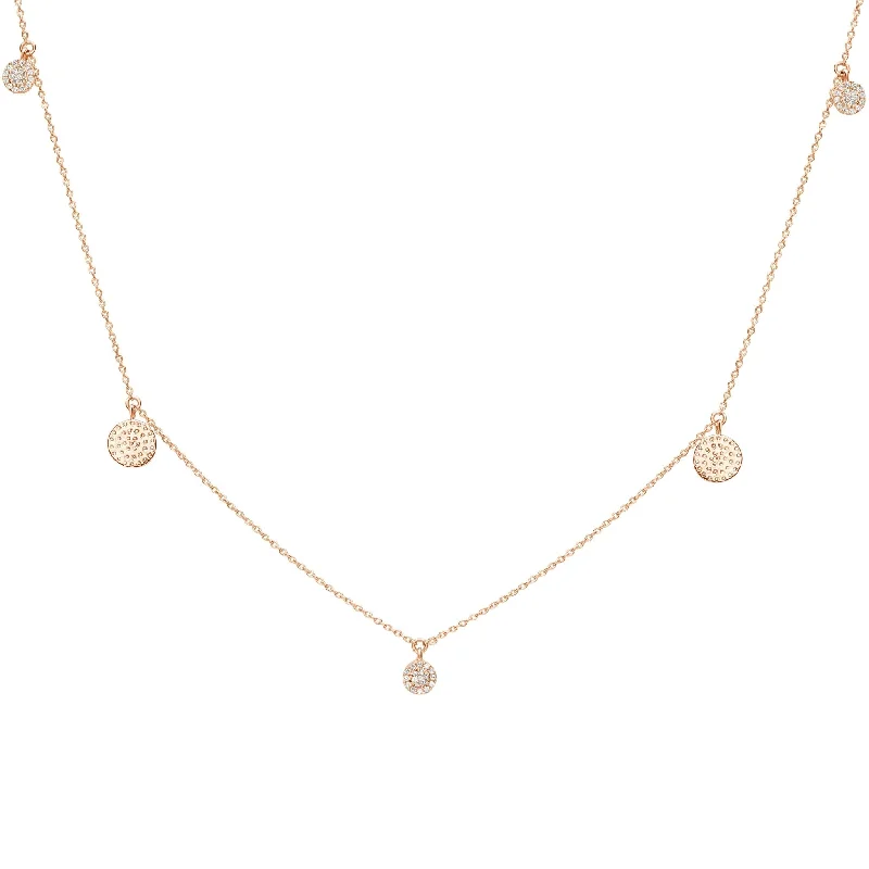 adjustable gold necklaces for women -Diamond Station Chain Necklace  Solid Gold