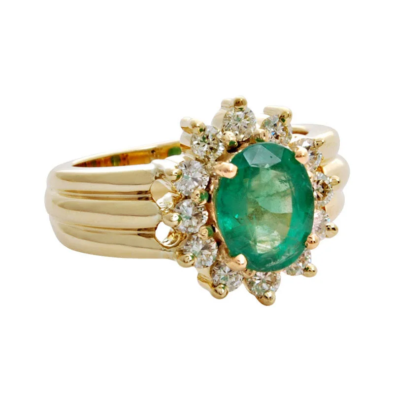 diamond rings for women -Ring- Emerald And Diamond