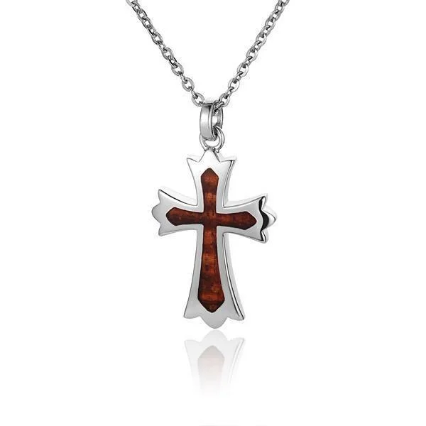 long chain necklaces for women -Koa Wood Cross Pendant by Alamea (Large)