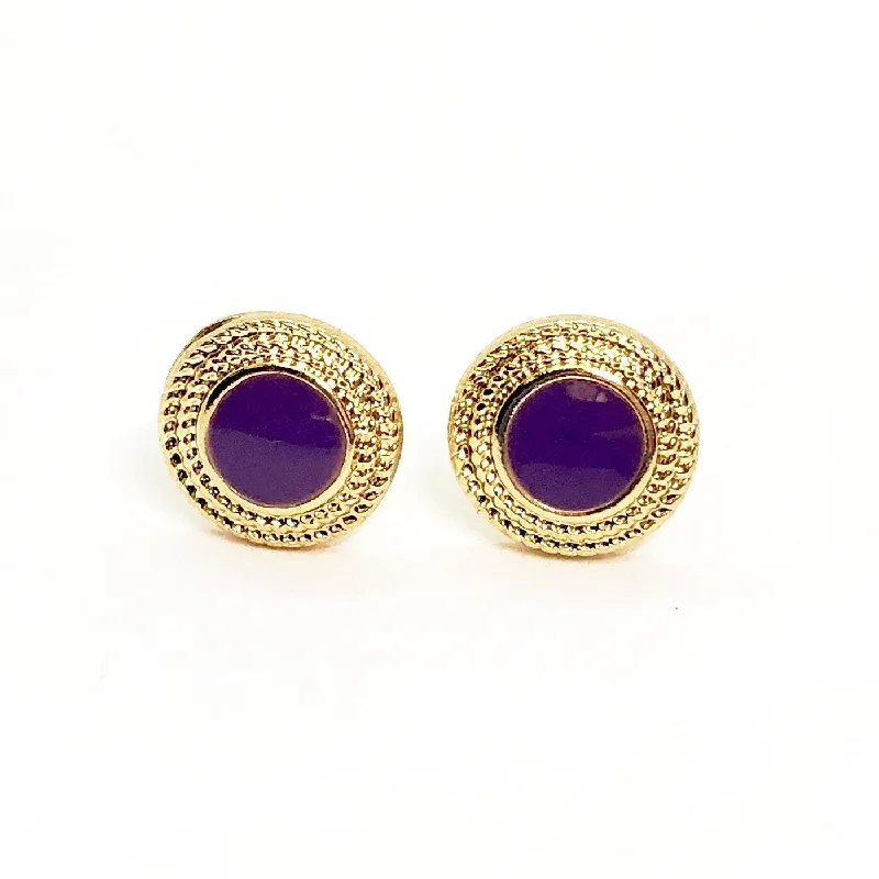 minimal earrings for women -Violet Button Stud Earrings