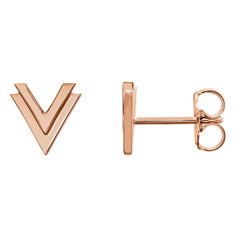 chandelier earrings for women -8 x 8mm (5/16 Inch) Polished 14k Rose Gold Small Double 'V' Earrings