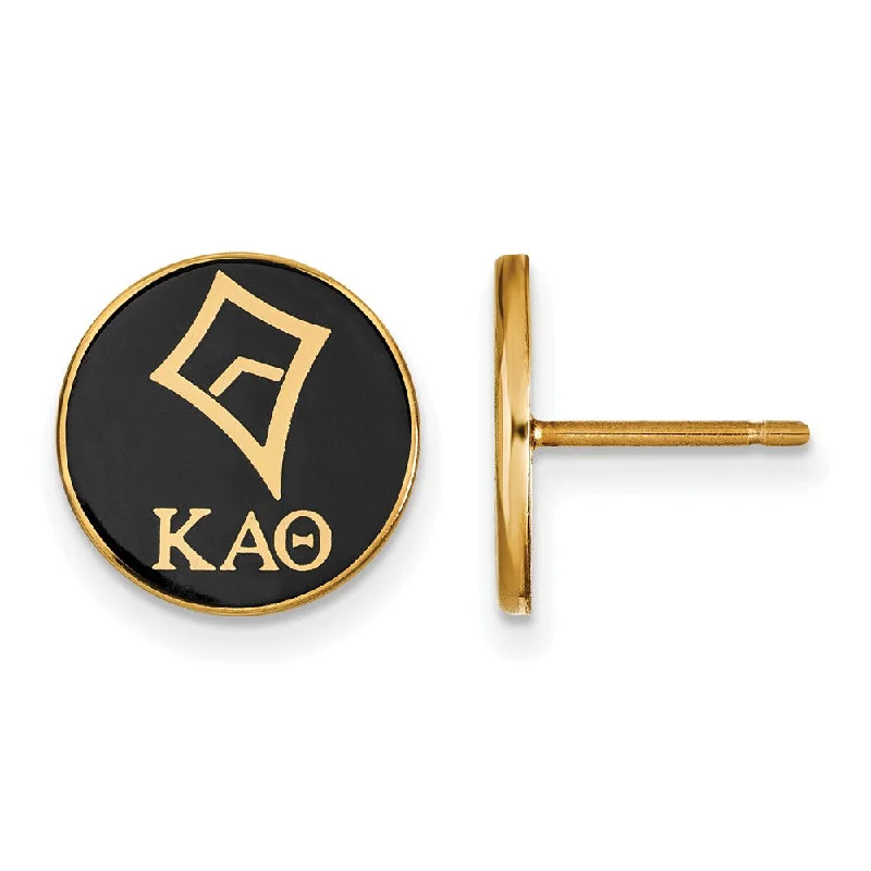 large statement earrings for women -14K Plated Silver Kappa Alpha Theta Enamel Kite Disc Post Earrings