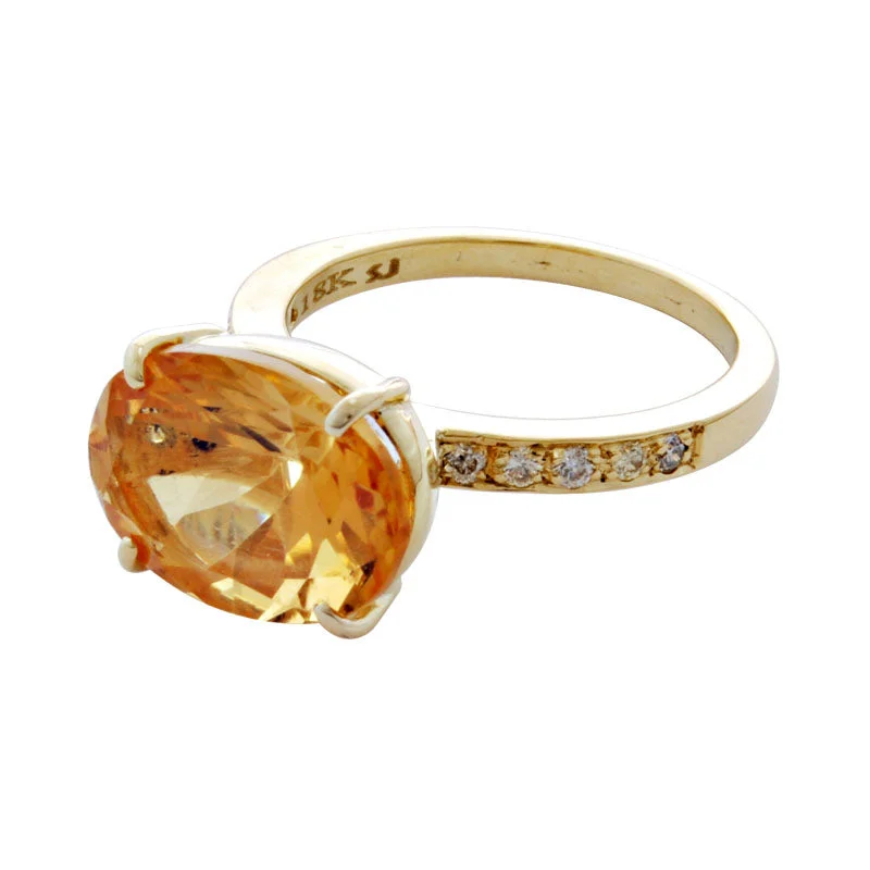 birthstone rings for women -Ring- Citrine And Diamond