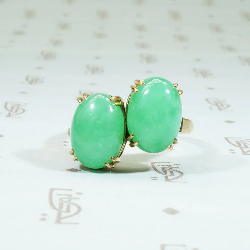 wedding sets for brides -Graceful Beauty A Vintage Jade 18k Ring