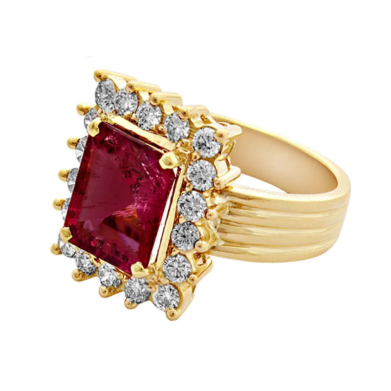 custom wedding bands for women -Ring-Rubellite and Diamond