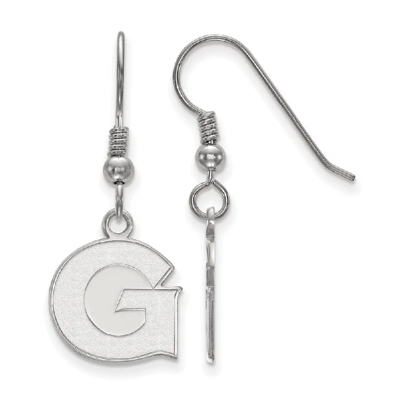 layered earrings for women -Sterling Silver Georgetown University Small Dangle Earrings