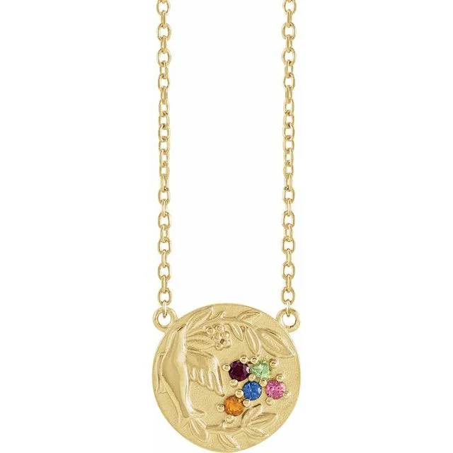 adjustable chain necklaces for women -Mother's Family Birthstone Birds Nest Disc Necklace