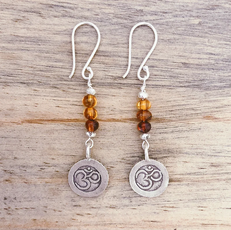 gold drop earrings for women -OM & AMBER EARRINGS