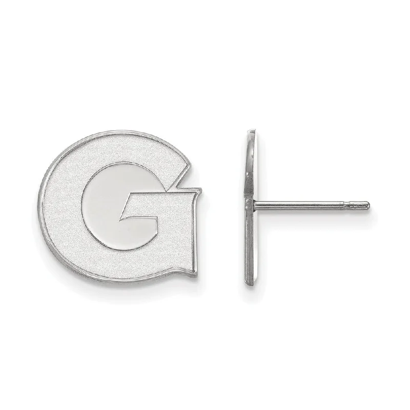 art deco earrings for women -10k White Gold Georgetown University Small Post Earrings