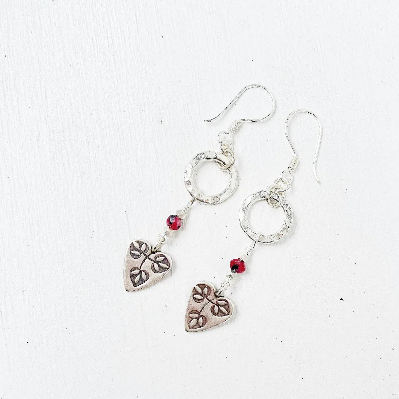 stud earrings for women -Pink Rhodonite Heart Earrings