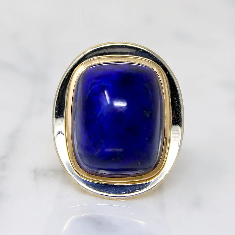 luxury rings for women -Monumental Lapis & 18k Gold Modernist Ring by Stittgen