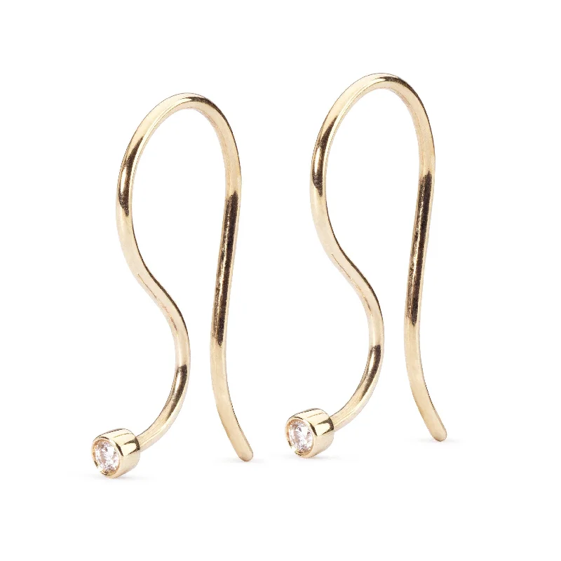 luxury silver earrings for women -Earring Hooks, Gold/Brilliant