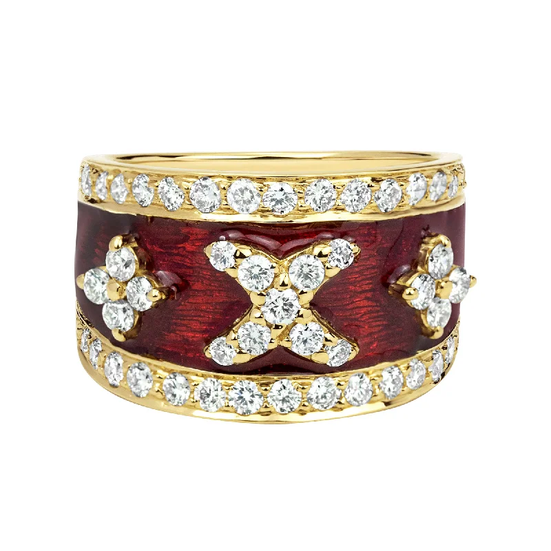 yellow gold rings for women -Ring - Diamond (enamel)