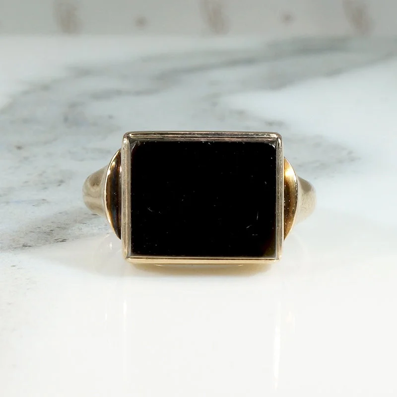 custom-designed wedding rings -Handsome Onyx & 10k Gold Signet Ring