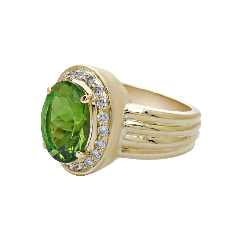 ruby rings for women -Ring-Peridot and Diamond