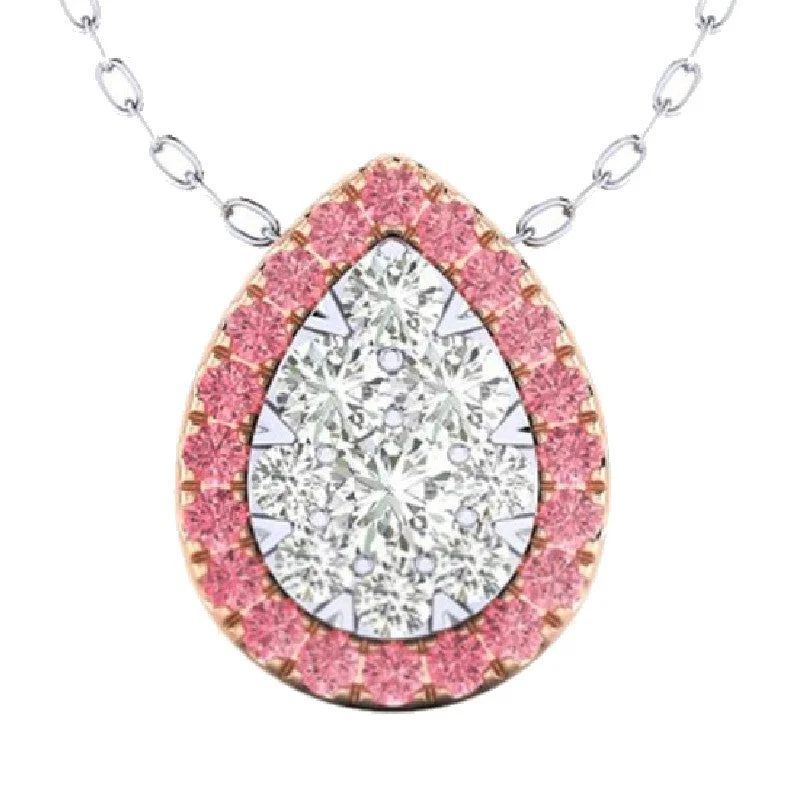 trendy pendant necklaces for women -1/2ctw Pink & White Lab Grown Diamond Pendant