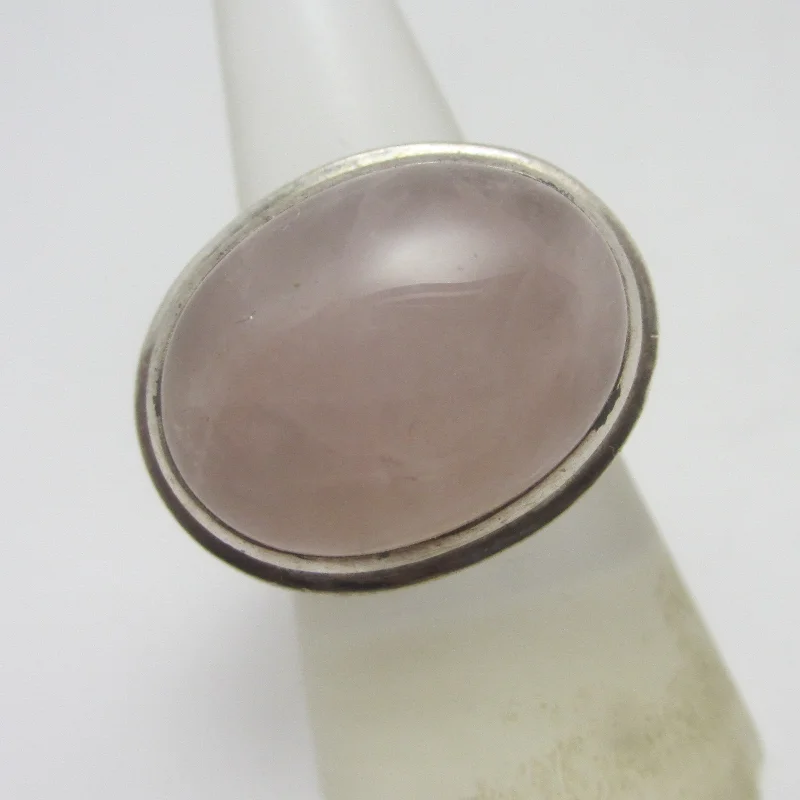 gemstone rings for women -Rose Quartz Sterling Silver Ring Vintage c1980