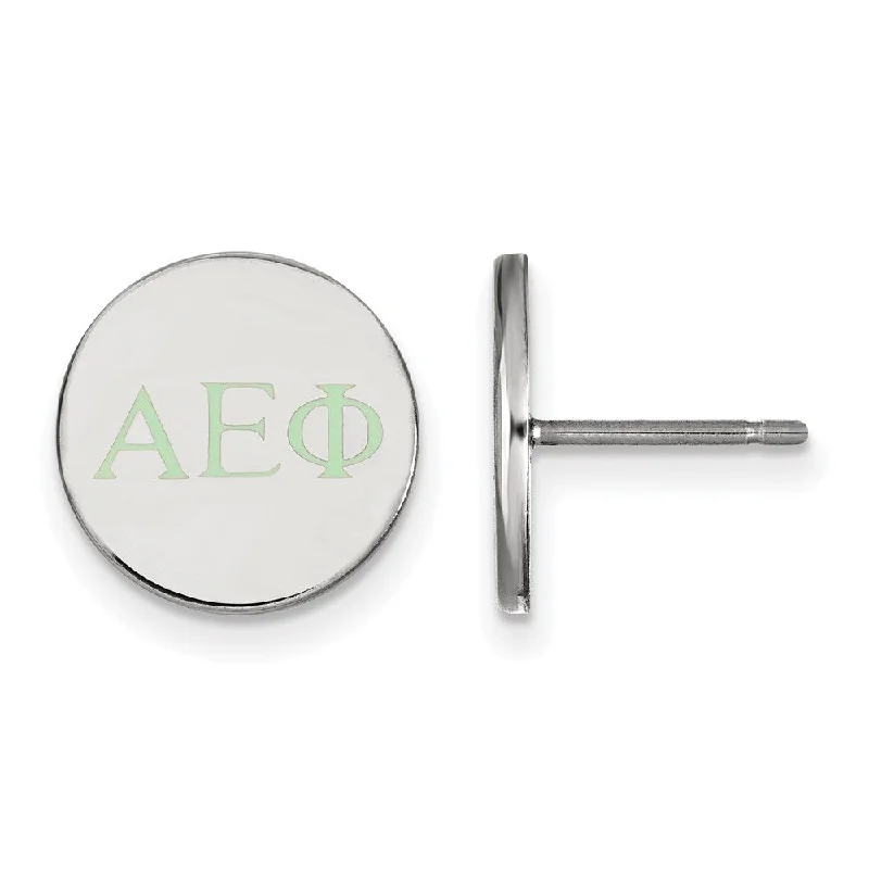 luxury drop earrings for women -Sterling Silver Alpha Epsilon Phi Enamel Greek Letters Post Earrings