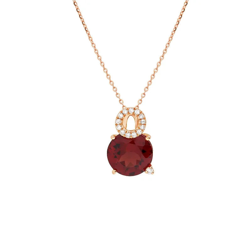 personalized pendant necklaces for women -Stacked Diamond and Garnet Solitaire Pendant Necklace