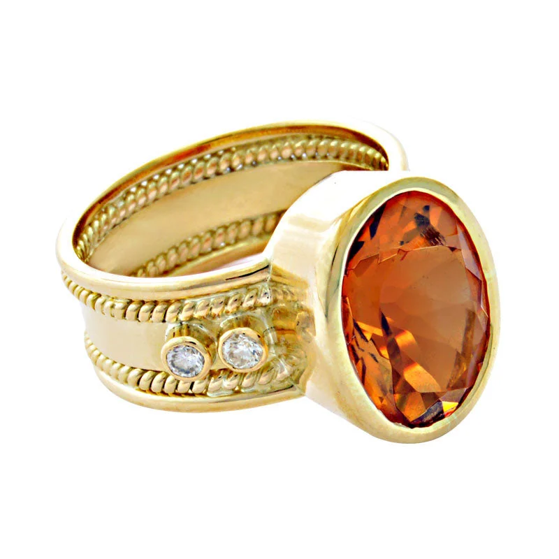 custom-designed wedding rings -Ring-Citrine and Diamond