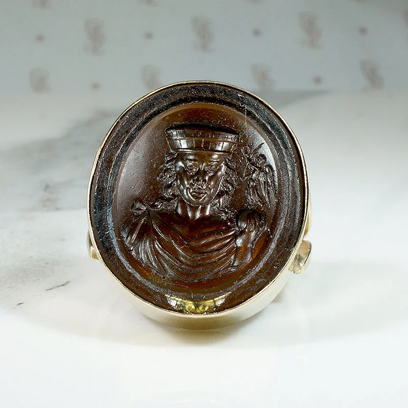 emerald rings for women -Renaissance Man & Archangel Micheal Intaglio Ring