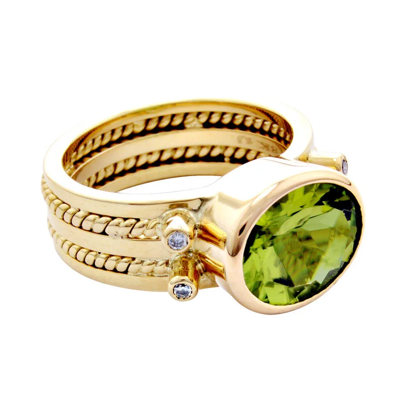 infinity rings for women -Ring-Peridot and Diamond