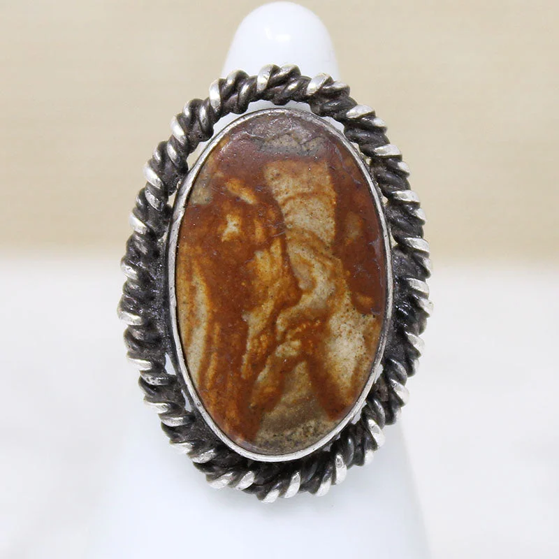 custom engagement rings for women -Petrified Wood in Sterling Silver Statement Ring