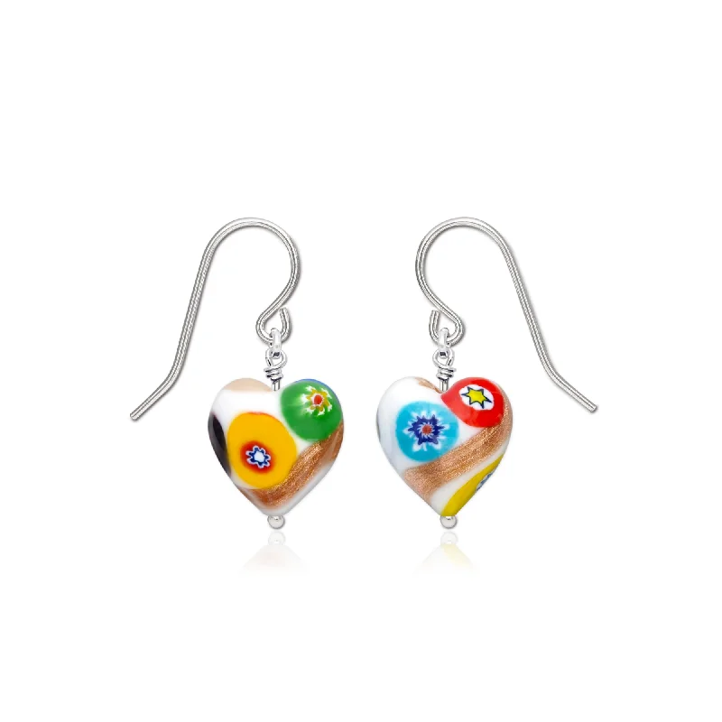 cute dangle earrings for women -Artylish White Heart Earrings