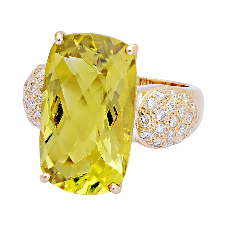 luxury engagement rings for women -Ring-Lemon Quartz and Diamond