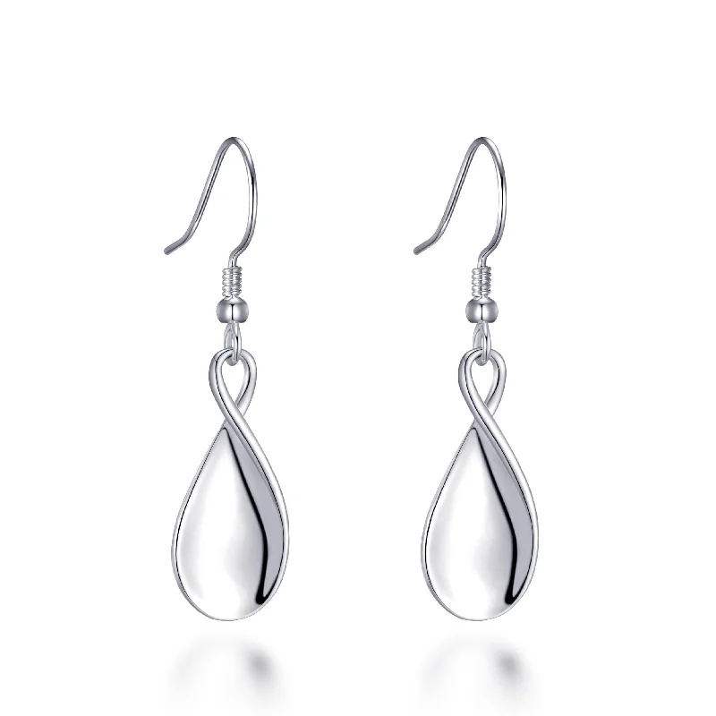 custom earrings for women -Sterling Silver Infinity Curve Earrings