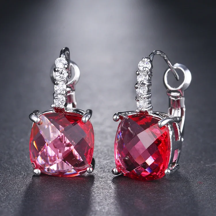 large statement earrings for women -Pure - IOBI Crystals Royal Fuschia Drop Earrings