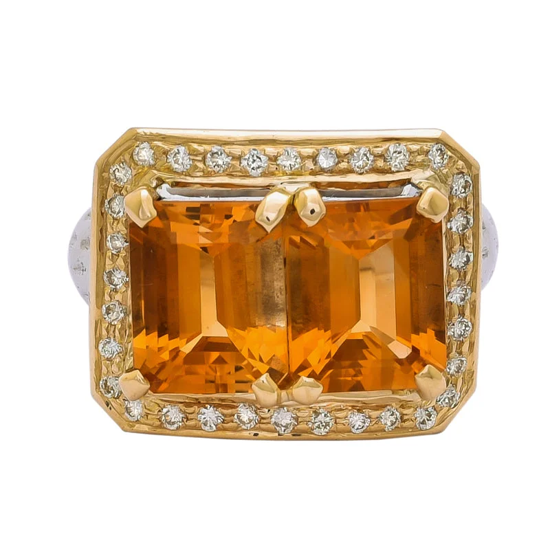 bohemian engagement rings -Ring- Citrine and Diamond