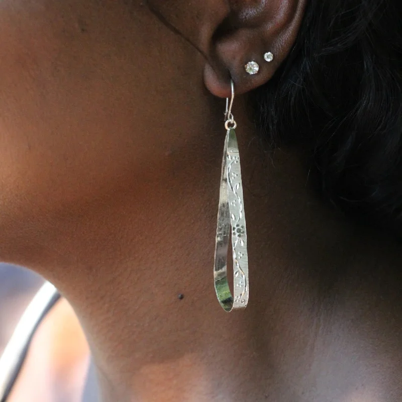 unique hoop earrings for women -Caribbjou Wide Teardrop Earring with Grapevine Pattern