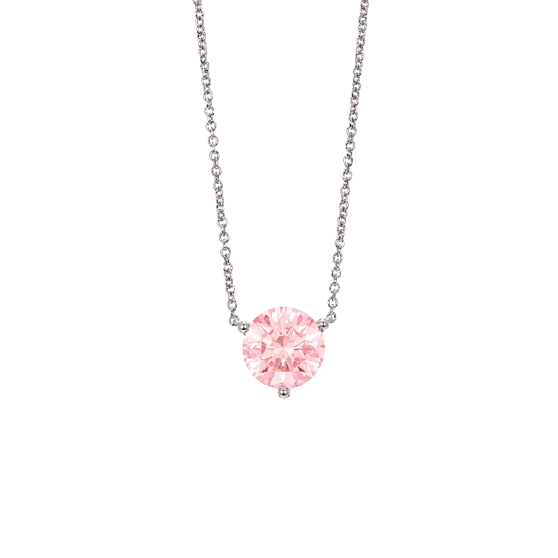 heart pendant necklaces for women -The Pink Round Brilliant Solitaire Pendant