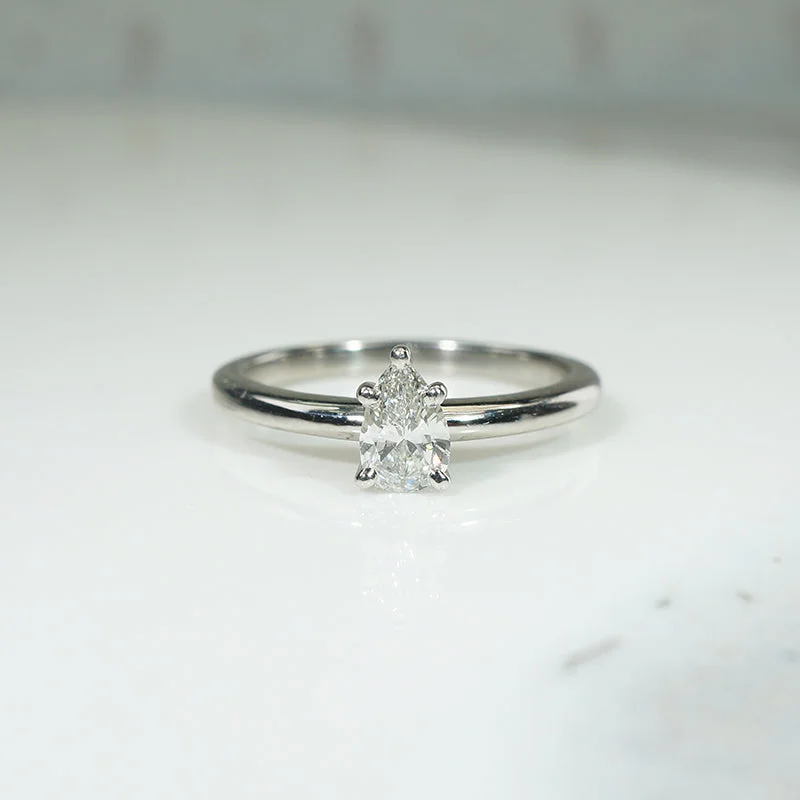 infinity engagement rings for women -Vintage Pear-Cut Diamond in Icy Platinum Solitaire Ring