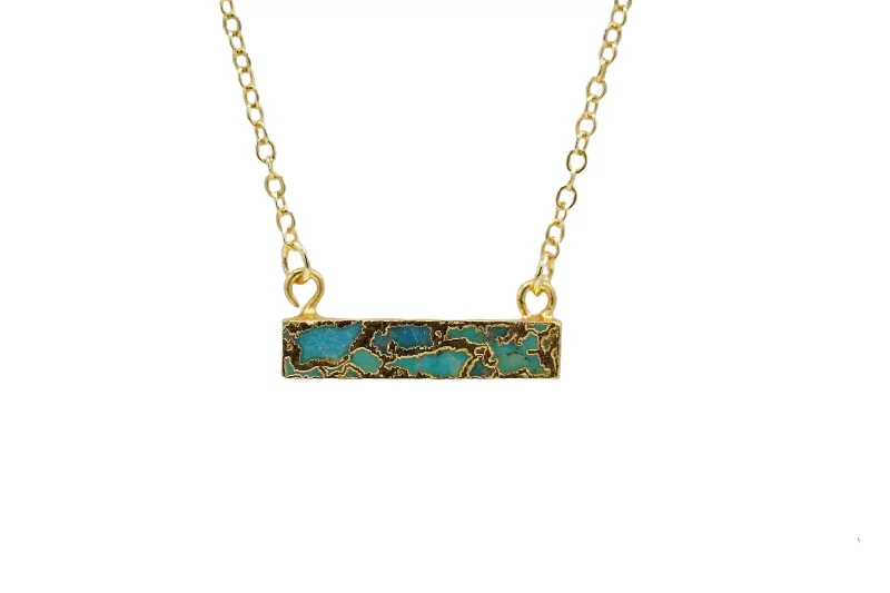 bold necklaces for women -Mini Turquoise bar