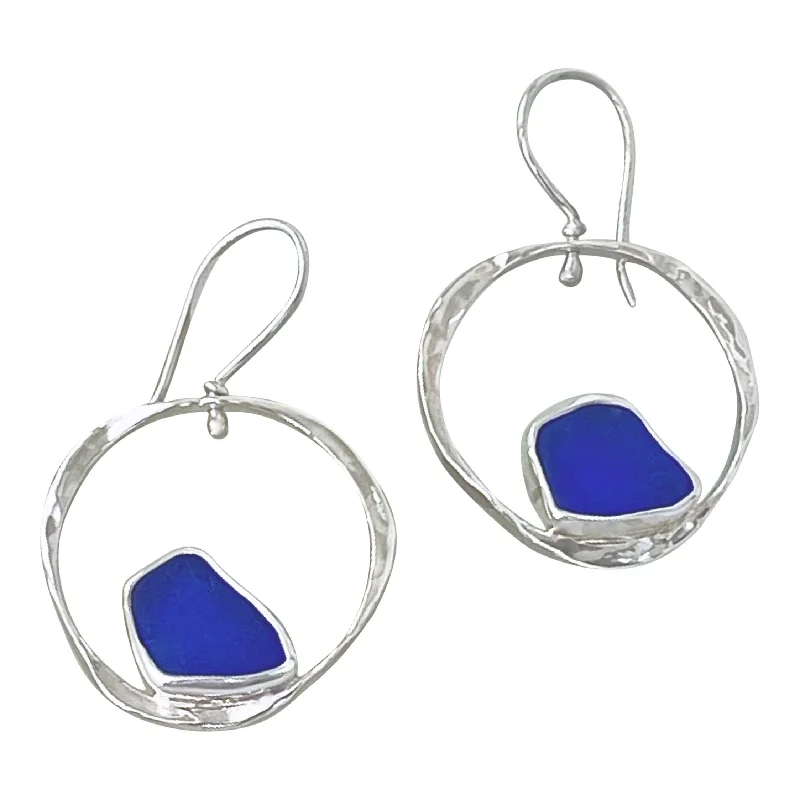 charm earrings for women -Sea Glass Float Earrings, Blue