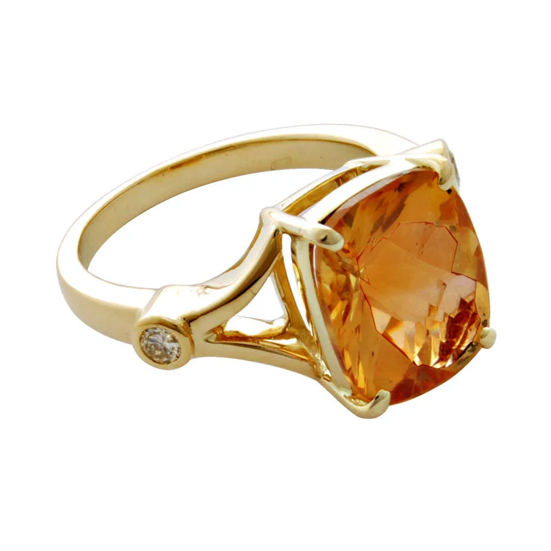 wedding band sets for women -Ring-Citrine and Diamond