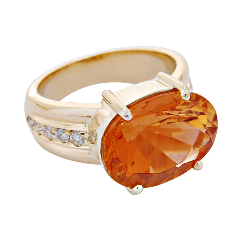 contemporary rings for women -Ring-Citrine and Diamond