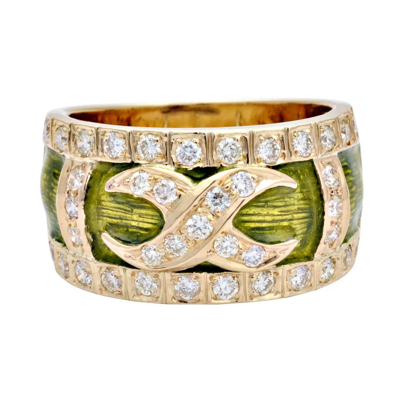 trendy wedding rings for women -Ring-Diamond (Enamel)