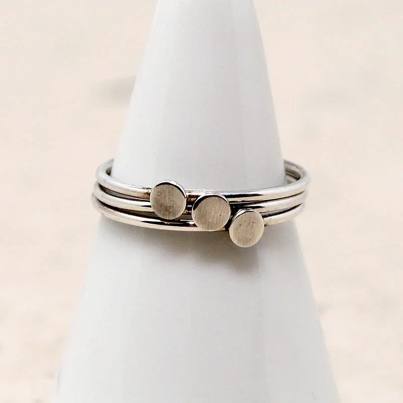 vintage rings for women -Confetti Dot Stacked Rings in Sterling from Favor