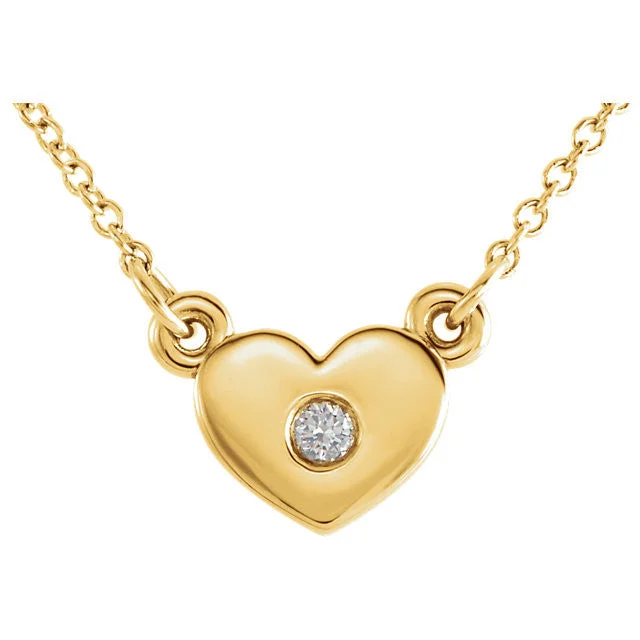 statement piece necklaces for women -14k Gold .03 CTW Diamond Petite Heart Pendant 16" Necklace