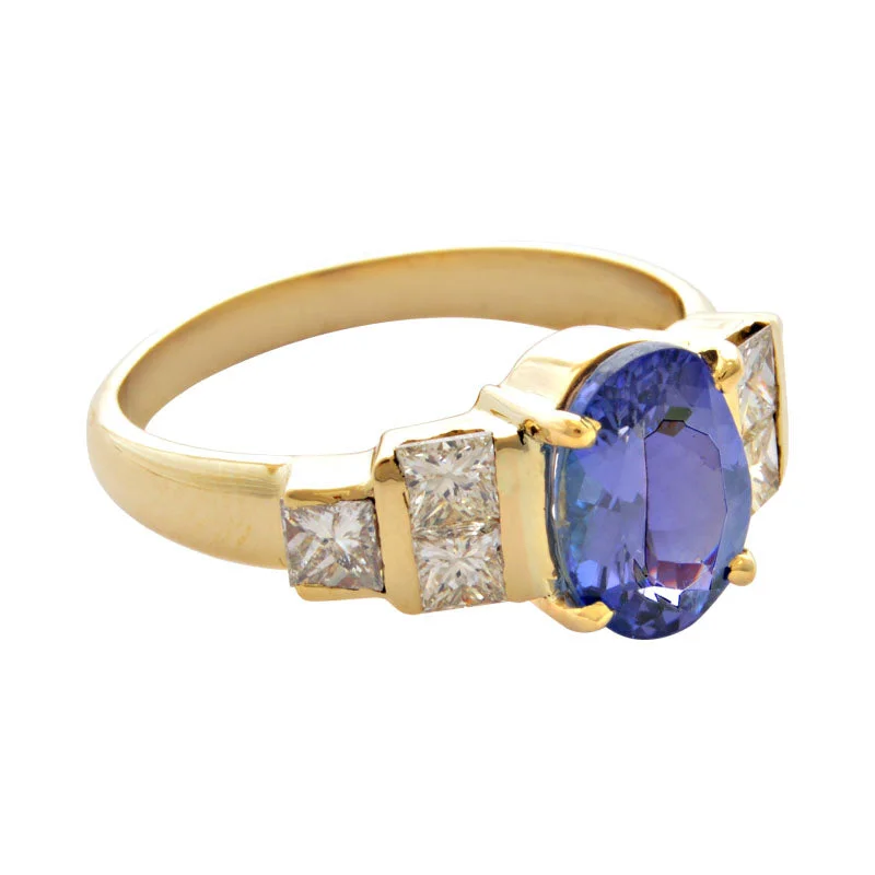 stackable rings for women -Ring-Tanzanite and Diamond