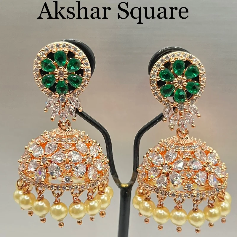 hoop earrings for women -Rosegold CZ Jumka Earrings