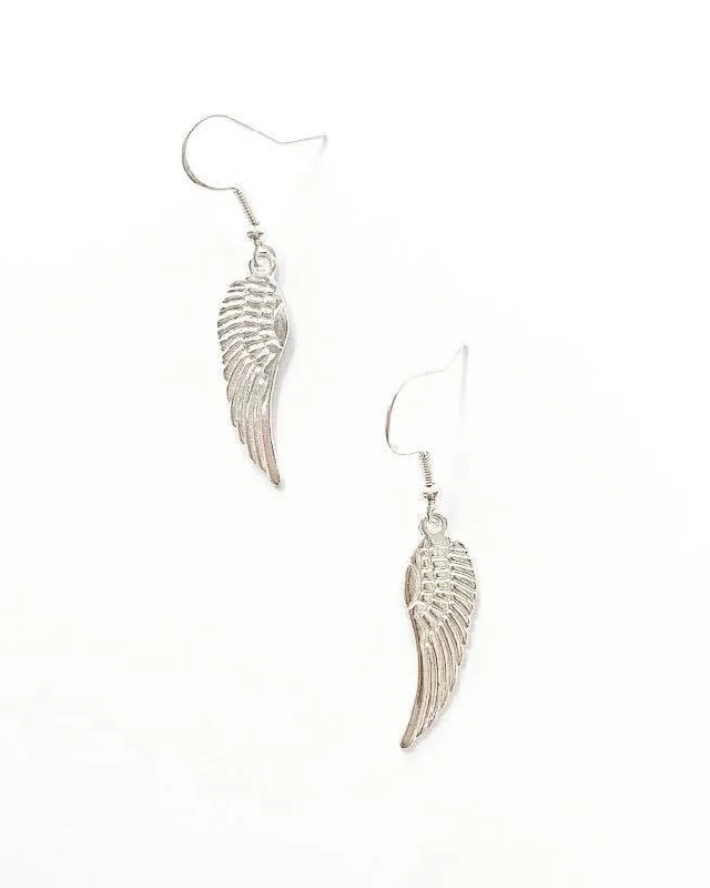 gold earrings for women -Angel Wing Charm Earrings