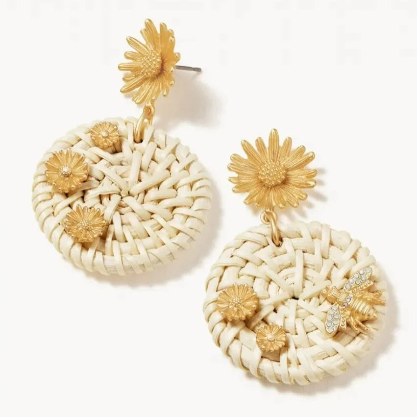 art deco earrings for women -Daisy Picnic Earrings - Bee