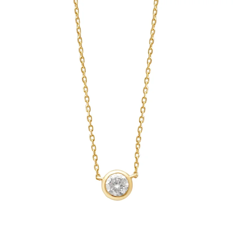 handmade gold necklaces for women -Diamond Station Necklace Bezel Set in  Gold