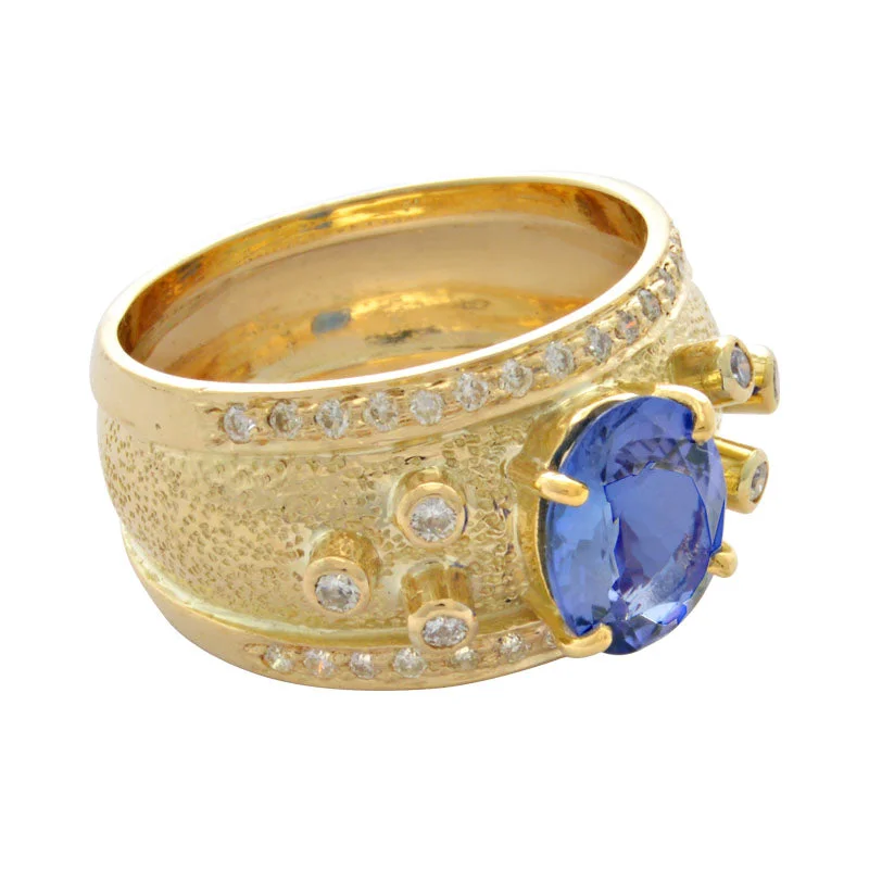 luxury rings for women -Ring-Tanzanite and Diamond